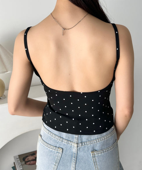 カップ付きドット柄キャミソール | CL2255010 | ブラック