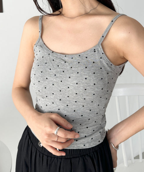 カップ付きドット柄キャミソール | CL2255010 | グレー