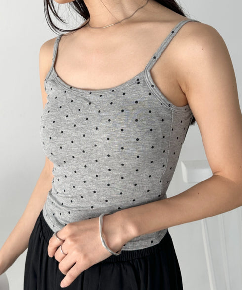カップ付きドット柄キャミソール | CL2255010 | グレー