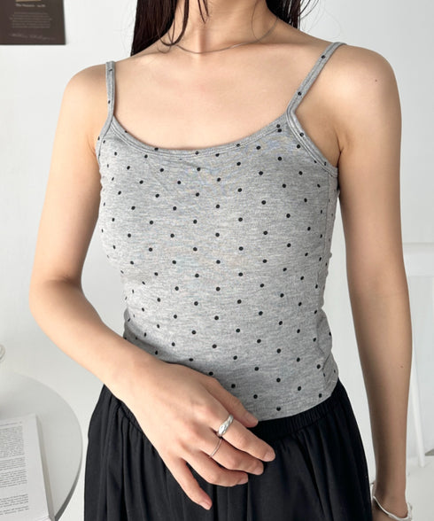 カップ付きドット柄キャミソール | CL2255010 | グレー