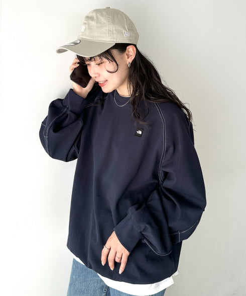 THE NORTH FACE(ザ・ノースフェイス)/ワンポイント ボックスロゴ刺繍 オーバーサイズ スウェット/MINI BOX STITCH SWEATSHIRTS | IM2251045 | ダークネイビー