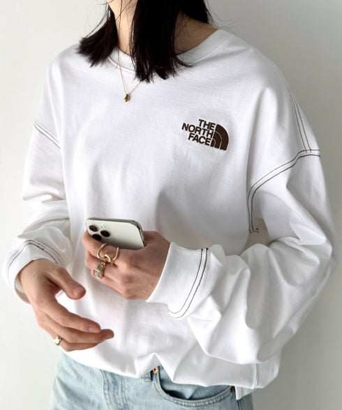 THE NORTH FACE(ザ・ノースフェイス)/ワンポイント ロゴ刺繍 ステッチ 切り替え 長袖 ロンT/ESSENTIAL L/S R/TEE | IM2251049 | ホワイト
