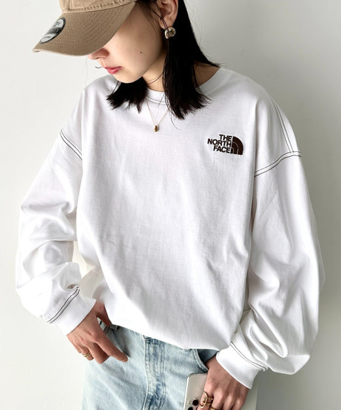 THE NORTH FACE(ザ・ノースフェイス)/ワンポイント ロゴ刺繍 ステッチ 切り替え 長袖 ロンT/ESSENTIAL L/S R/TEE | IM2251049 | ホワイト