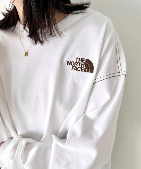 THE NORTH FACE(ザ・ノースフェイス)/ワンポイント ロゴ刺繍 ステッチ 切り替え 長袖 ロンT/ESSENTIAL L/S R/TEE | IM2251049 | ホワイト
