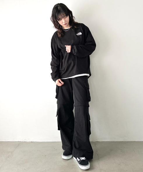 THE NORTH FACE(ザ・ノースフェイス)/ワンポイント ロゴ刺繍 ステッチ 切り替え 長袖 ロンT/ESSENTIAL L/S R/TEE | IM2251049 | ブラック系その他