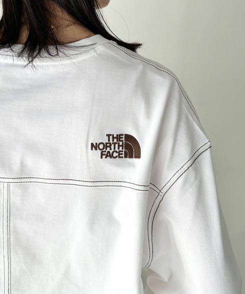 THE NORTH FACE(ザ・ノースフェイス)/ワンポイント ロゴ刺繍 ステッチ 切り替え 長袖 ロンT/ESSENTIAL L/S R/TEE | IM2251049 | ホワイト
