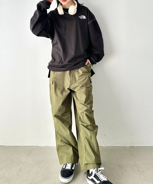 THE NORTH FACE(ザ・ノースフェイス)/ワンポイント ロゴ刺繍 ステッチ 切り替え 長袖 ロンT/ESSENTIAL L/S R/TEE | IM2251049 | ブラック