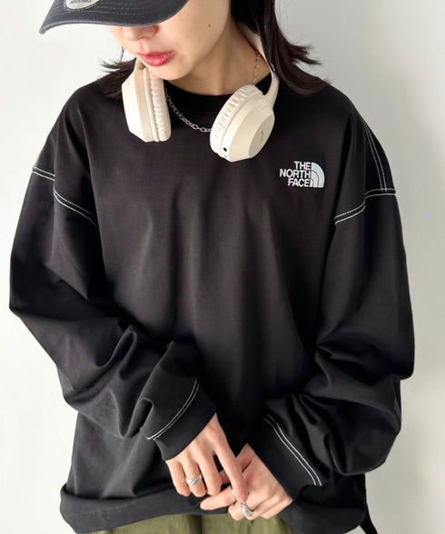 THE NORTH FACE(ザ・ノースフェイス)/ワンポイント ロゴ刺繍 ステッチ 切り替え 長袖 ロンT/ESSENTIAL L/S R/TEE | IM2251049 | ブラック