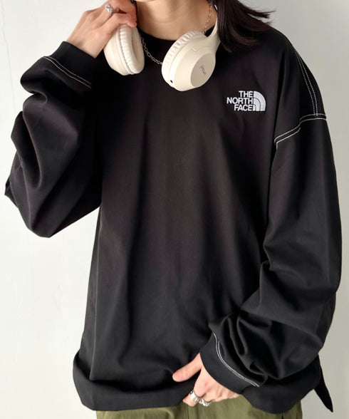 THE NORTH FACE(ザ・ノースフェイス)/ワンポイント ロゴ刺繍 ステッチ 切り替え 長袖 ロンT/ESSENTIAL L/S R/TEE | IM2251049 | ブラック