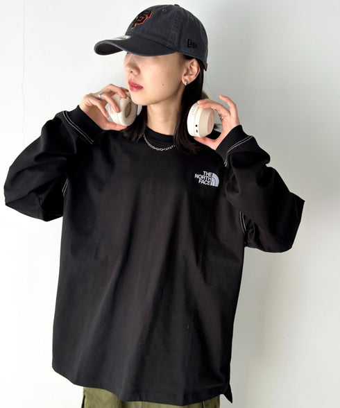THE NORTH FACE(ザ・ノースフェイス)/ワンポイント ロゴ刺繍 ステッチ 切り替え 長袖 ロンT/ESSENTIAL L/S R/TEE | IM2251049 | ブラック
