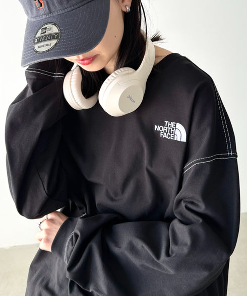 THE NORTH FACE(ザ・ノースフェイス)/ワンポイント ロゴ刺繍 ステッチ 切り替え 長袖 ロンT/ESSENTIAL L/S R/TEE | IM2251049 | ブラック