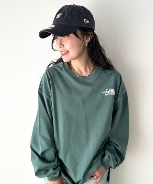 THE NORTH FACE(ザ・ノースフェイス)/ワンポイント ロゴ刺繍 ステッチ 切り替え 長袖 ロンT/ESSENTIAL L/S R/TEE | IM2251049 | グリーン