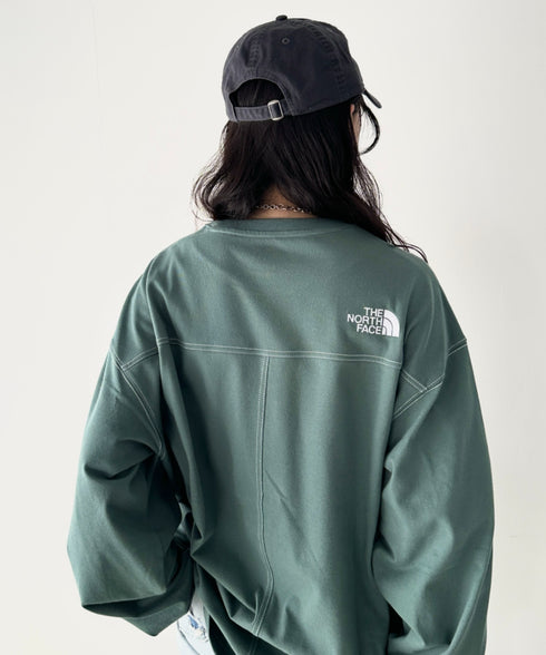 THE NORTH FACE(ザ・ノースフェイス)/ワンポイント ロゴ刺繍 ステッチ 切り替え 長袖 ロンT/ESSENTIAL L/S R/TEE | IM2251049 | グリーン