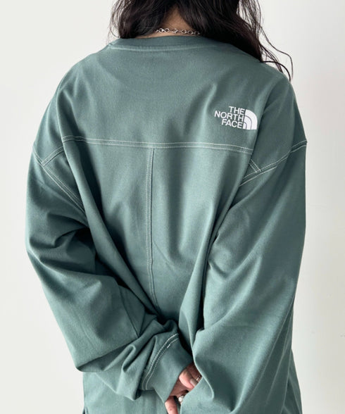 THE NORTH FACE(ザ・ノースフェイス)/ワンポイント ロゴ刺繍 ステッチ 切り替え 長袖 ロンT/ESSENTIAL L/S R/TEE | IM2251049 | グリーン