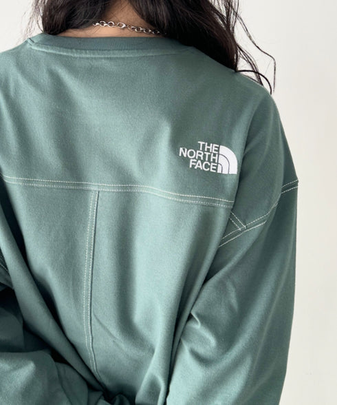 THE NORTH FACE(ザ・ノースフェイス)/ワンポイント ロゴ刺繍 ステッチ 切り替え 長袖 ロンT/ESSENTIAL L/S R/TEE | IM2251049 | グリーン