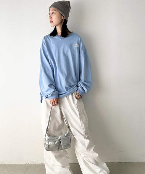 THE NORTH FACE(ザ・ノースフェイス)/ワンポイント ロゴ刺繍 ステッチ 切り替え 長袖 ロンT/ESSENTIAL L/S R/TEE | IM2251049 | ブルー