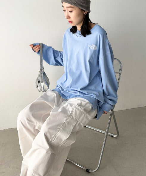 THE NORTH FACE(ザ・ノースフェイス)/ワンポイント ロゴ刺繍 ステッチ 切り替え 長袖 ロンT/ESSENTIAL L/S R/TEE | IM2251049 | ブルー