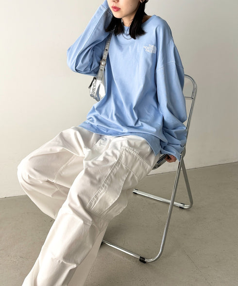 THE NORTH FACE(ザ・ノースフェイス)/ワンポイント ロゴ刺繍 ステッチ 切り替え 長袖 ロンT/ESSENTIAL L/S R/TEE | IM2251049 | ブルー