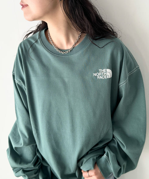 THE NORTH FACE(ザ・ノースフェイス)/ワンポイント ロゴ刺繍 ステッチ 切り替え 長袖 ロンT/ESSENTIAL L/S R/TEE | IM2251049 | グリーン
