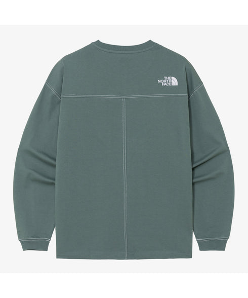 THE NORTH FACE(ザ・ノースフェイス)/ワンポイント ロゴ刺繍 ステッチ 切り替え 長袖 ロンT/ESSENTIAL L/S R/TEE | IM2251049 | グリーン