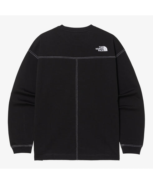 THE NORTH FACE(ザ・ノースフェイス)/ワンポイント ロゴ刺繍 ステッチ 切り替え 長袖 ロンT/ESSENTIAL L/S R/TEE | IM2251049 | ブラック