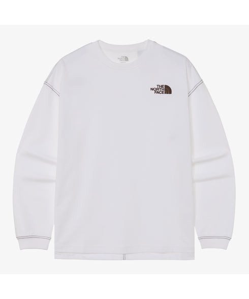 THE NORTH FACE(ザ・ノースフェイス)/ワンポイント ロゴ刺繍 ステッチ 切り替え 長袖 ロンT/ESSENTIAL L/S R/TEE | IM2251049 | ホワイト