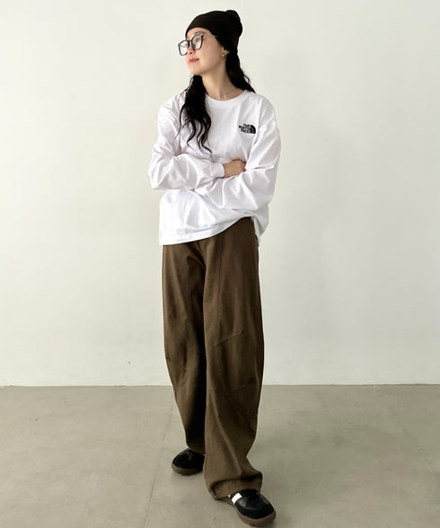 THE NORTH FACE(ザ・ノースフェイス)/ワンポイント ロゴ刺繍 ステッチ 切り替え 長袖 ロンT/ESSENTIAL L/S R/TEE | IM2251049 | ホワイト系その他