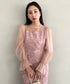 【お気に入り10000越え♪】ラウンドネックシアーロングワンピース ドレス 結婚式お呼ばれオケージョンパーティー | MD2251080 | ピンク