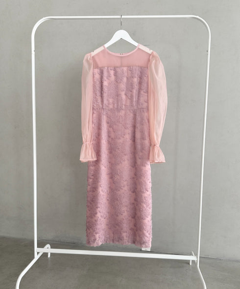 【お気に入り10000越え♪】ラウンドネックシアーロングワンピース ドレス 結婚式お呼ばれオケージョンパーティー | MD2251080 | ピンク