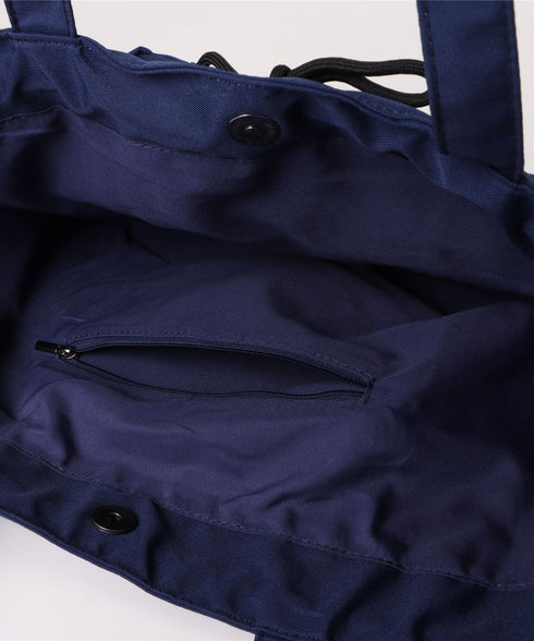 【A4収納可/詳細動画付き】大容量 軽量 多収納トートバッグ ナイロン巾着バッグ | WR1255011 | ネイビー