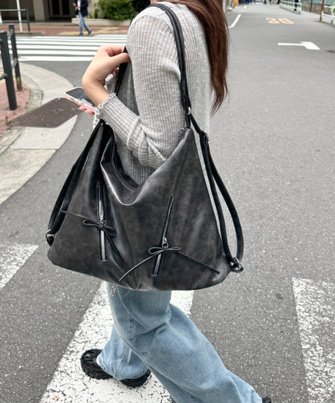 ヴィンテージライク2WAYリボンショルダーバッグ | LO1255185 | ブラック