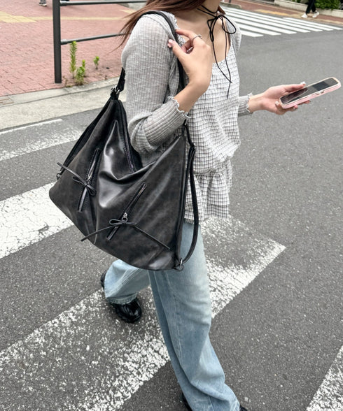 ヴィンテージライク2WAYリボンショルダーバッグ | LO1255185 | ブラック