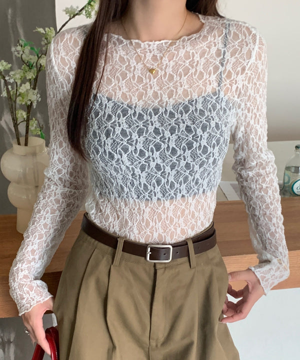 【DROP】フローラルレースシアーロングTシャツ | WOMEN | EV2251001 | ホワイト