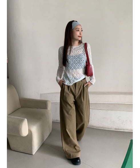 【DROP】フローラルレースシアーロングTシャツ | WOMEN | EV2251001 | ホワイト