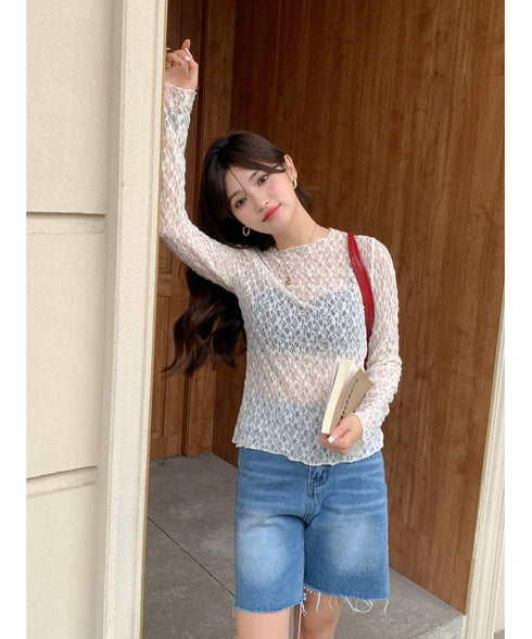 【DROP】フローラルレースシアーロングTシャツ | WOMEN | EV2251001 | アイボリー