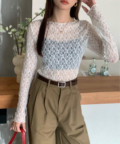 【DROP】フローラルレースシアーロングTシャツ | WOMEN | EV2251001 | ホワイト