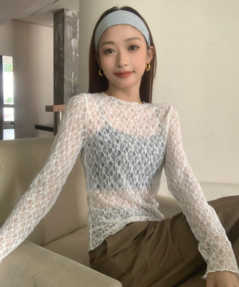 【DROP】フローラルレースシアーロングTシャツ | WOMEN | EV2251001 | ホワイト