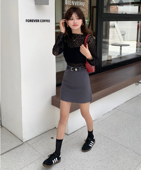 【DROP】フローラルレースシアーロングTシャツ | WOMEN | EV2251001 | ブラック