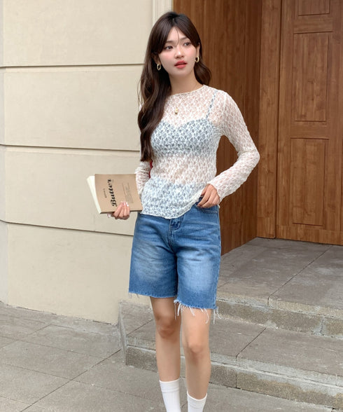 【DROP】フローラルレースシアーロングTシャツ | WOMEN | EV2251001 | アイボリー