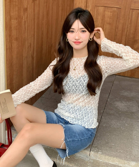 【DROP】フローラルレースシアーロングTシャツ | WOMEN | EV2251001 | アイボリー