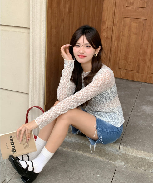 【DROP】フローラルレースシアーロングTシャツ | WOMEN | EV2251001 | アイボリー