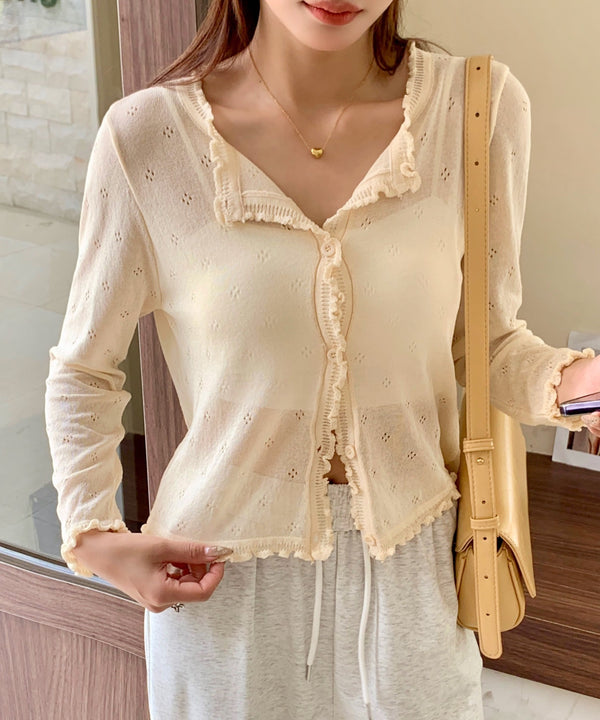 メロウフリルサマーニットカーディガン | EV2251004 | アイボリー