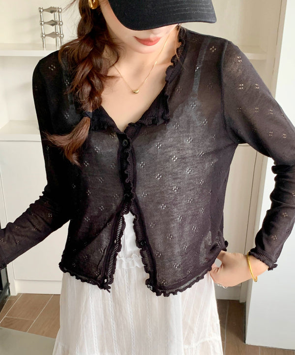 メロウフリルサマーニットカーディガン | EV2251004 | ブラック