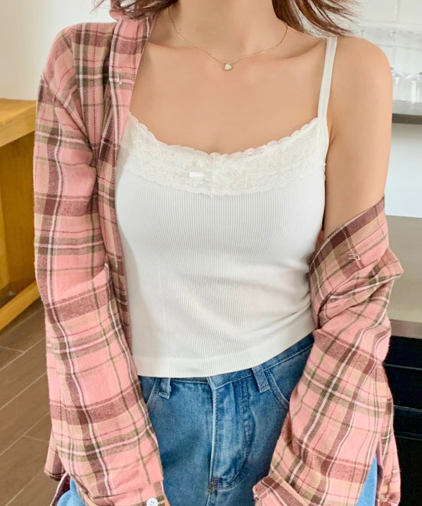 ★レーストリムリボンキャミソール カップ付き | EV2255003 | ホワイト