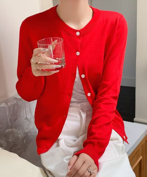 クルーネックニットカーディガン | EV2251006 | レッド