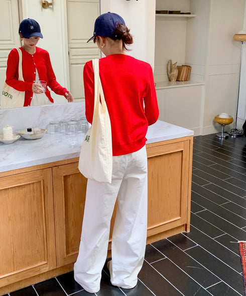 クルーネックニットカーディガン | EV2251006 | レッド