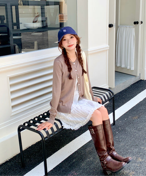 クルーネックニットカーディガン | EV2251006 | ブラウン