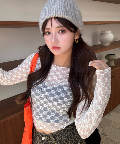 フローラルレースロングTシャツ | EV2251008 | アイボリー