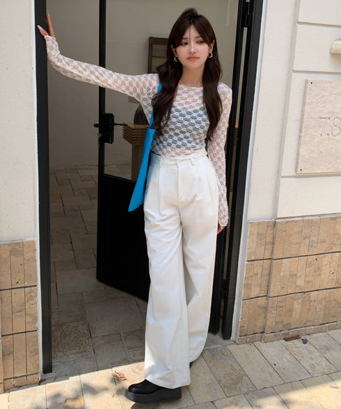 フローラルレースロングTシャツ | EV2251008 | ホワイト