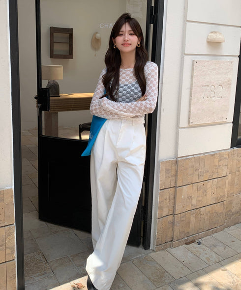 フローラルレースロングTシャツ | EV2251008 | ホワイト